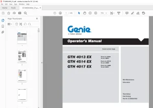 Genie Lift Truck GTH 4013 EX GTH 4514 EX GTH 4017 EX Operator's Manual PDF