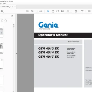 Genie Lift Truck GTH 4013 EX GTH 4514 EX GTH 4017 EX Operator's Manual PDF