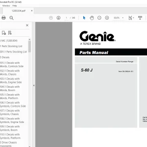 Genie S-60 J Parts Manual 1285304 - PDF DOWNLOAD