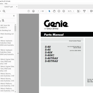 Genie S-60 S-65 S-60X S-60XC S-60TRAX S-65TRAX Parts Manual PDF