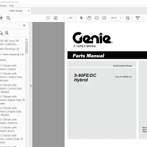 Genie S-60FEDC Hybrid Parts Manual 1309125 - PDF DOWNLOAD