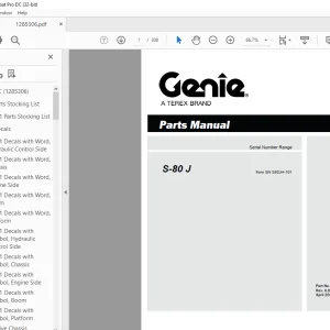 Genie S-80 J Parts Manual 1285306 - PDF DOWNLOAD