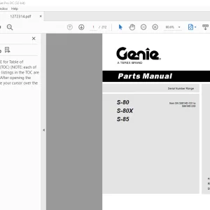 Genie S-80 S-80X S-85 Parts Manual 1272314 PDF