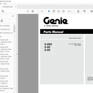 Genie S-80X S-80 S-85 Parts Manual 1263385GT - PDF  DOWNLOAD