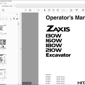 Hitachi 130W 160W 180W 210W Excavator Operator's Manual - PDF DOWNLOAD