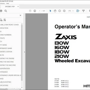 Hitachi 130W 160W 180W 210W Wheel Excavator Operator's Manual PDF