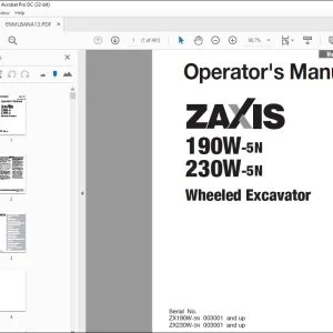 Hitachi 190W-5N 230W-5N Wheeled Excavator Operator's Manual - PDF DOWNLOAD
