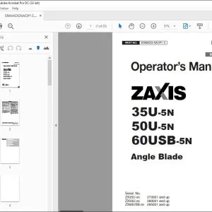 Hitachi 35U-5N 50U-5N 60USB-5N Angle Blade Operator's Manual PDF