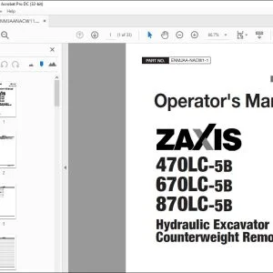Hitachi 470LC-5B 670LC-5B 870LC-5B Excavator Operator's Manual PDF