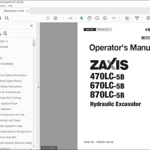 Hitachi 470LC-5B 670LC-5B 870LC-5B Excavator Operator's Manual PDF