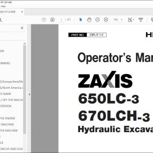 Hitachi 650LC-3 670LCH-3 Hydraulic Excavator Operator's Manual PDF