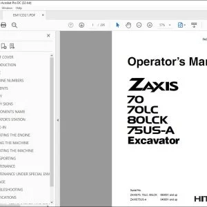 Hitachi 70 70LC 80LCK 75US-A Excavator Operator's Manual - PDF DOWNLOAD