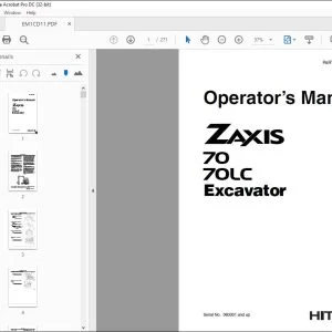 Hitachi 70 70LC Excavator Operator's Manual - PDF DOWNLOAD