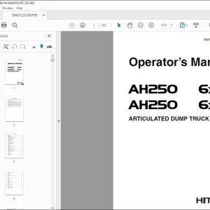 Hitachi AH250 6x4 AH250 6x6 Articulated Dump Truck Operator's Manual PDF