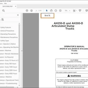 Hitachi AH250-D AH300-D Dump Trucks Operator's Manual PDF