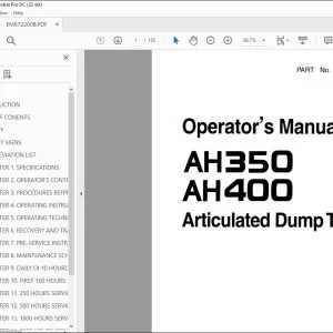 Hitachi AH350 AH400 Articulated Dump Truck Operator's Manual PDF