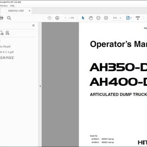 Hitachi AH350-D AH400-D Articulated Dump Truck Operator's Manual PDF