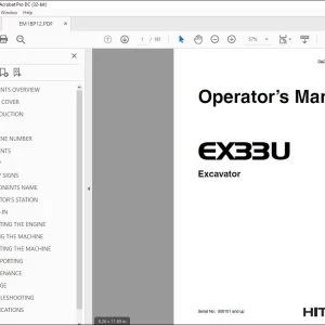 Hitachi EX33U Excavator Operator's Manual - PDF DOWNLOAD