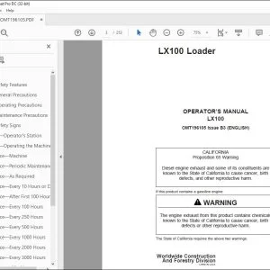 Hitachi LX100 Loader Operator's Manual - PDF DOWNLOAD