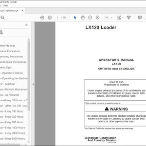 Hitachi LX120 Loader Operator's Manual - PDF DOWNLOAD