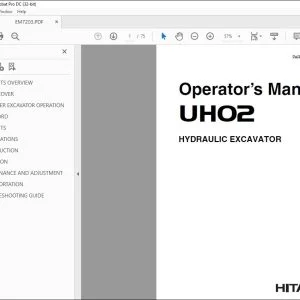 Hitachi UH02 Hydraulic Excavator Operator's Manual - PDF DOWNLOAD