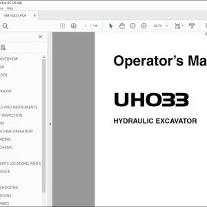 Hitachi UH033 Hydraulic Excavator Operator's Manual - PDF DOWNLOAD