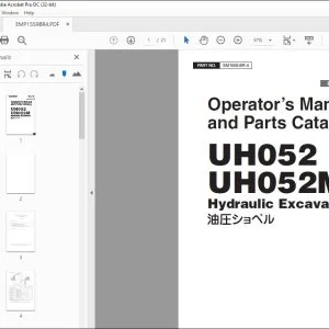 Hitachi UH052 UH052M Hydraulic Excavator Parts & Operator's Manual PDF