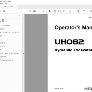 Hitachi UH082 Hydraulic Excavator Operator's Manual - PDF DOWNLOAD