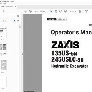 Hitachi ZAXIS 135US-5N 245USLC-5N Hydraulic Excavator Operator's Manual PDF