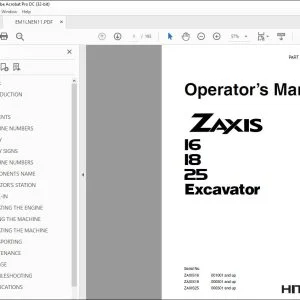 Hitachi ZAXIS 16 18 25 Excavator Operator's Manual - PDF DOWNLOAD