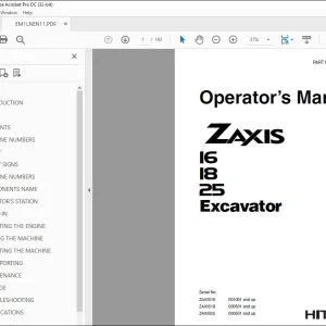 Hitachi ZAXIS 16 18 25 Excavator Operator's Manual - PDF DOWNLOAD