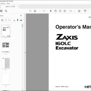 Hitachi ZAXIS 160LC Excavator Operator's Manual - PDF DOWNLOAD