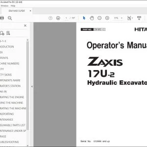 Hitachi ZAXIS 17U-2 Hydraulic Excavator Operator's Manual - PDF DOWNLOAD