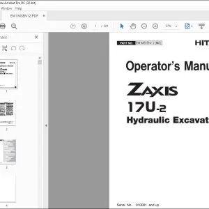 Hitachi ZAXIS 17U-2 Hydraulic Excavator Operator's Manual - PDF DOWNLOAD