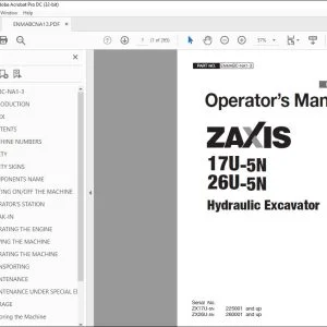 Hitachi ZAXIS 17U-5N 26U-5N Hydraulic Excavator Operator's Manual PDF