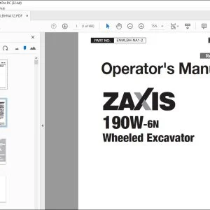 Hitachi ZAXIS 190W-6N Wheeled Excavator Operator's Manual - PDF DOWNLOAD