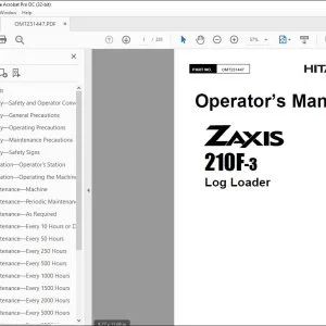 Hitachi ZAXIS 210F-3 Log Loader Operator's Manual - PDF DOWNLOAD