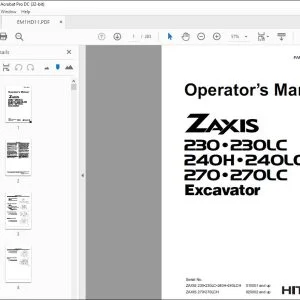 Hitachi ZAXIS 230•230LC 240H•240LCH 270•270LC Excavator Operator's Manual PDF