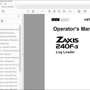 Hitachi ZAXIS 240F-3 Log Loader Operator's Manual - PDF DOWNLOAD