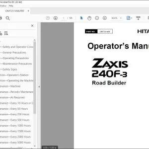 Hitachi ZAXIS 240F-3 Road Builder Operator's Manual - PDF DOWNLOAD