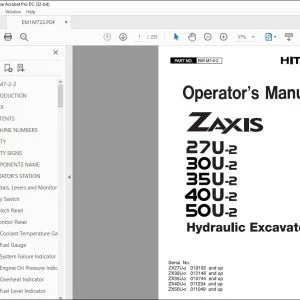 Hitachi ZAXIS 27U-2 30U-2 35U-2 40U-2 50U-2 Excavator Operator's Manual PDF