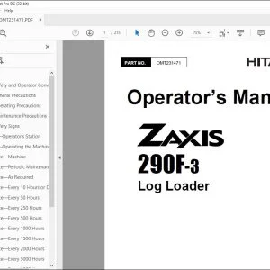 Hitachi ZAXIS 290F-3 Log Loader Operator's Manual - PDF DOWNLOAD