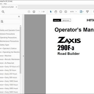 Hitachi ZAXIS 290F-3 Road Builder Operator's Manual - PDF DOWNLOAD