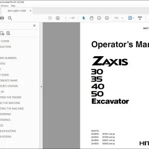 Hitachi ZAXIS 30 35 40 50 Excavator Operator's Manual - PDF DOWNLOAD