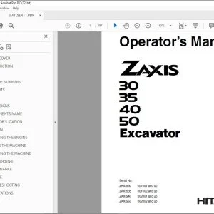 Hitachi ZAXIS 30 35 40 50 Excavator Operator's Manual - PDF DOWNLOAD
