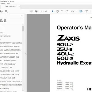 Hitachi ZAXIS 30U-2 35U-2 40U-2 50U-2 Hydraulic Excavator Operator's Manual - PDF DOWNLOAD