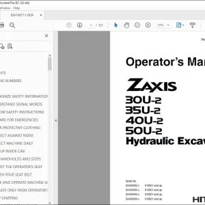 Hitachi ZAXIS 30U-2 35U-2 40U-2 50U-2 Excavator Operator's Manual PDF