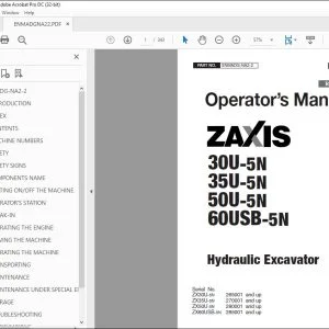 Hitachi ZAXIS 30U-5N 35U-5N 50U-5N 60USB-5N Excavator Operator's Manual PDF