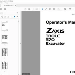 Hitachi ZAXIS 330LC 370 Excavator Operator's Manual - PDF DOWNLOAD