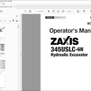 Hitachi ZAXIS 345USLC-6N Hydraulic Excavator Operator's Manual - PDF DOWNLOAD